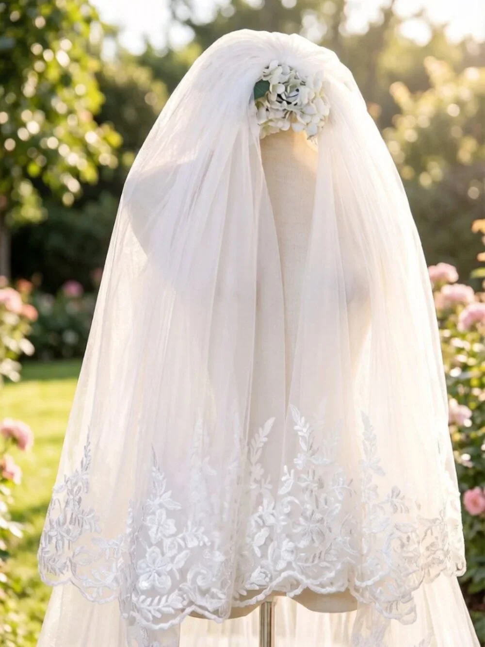 Royal Cathedral Lace Edge Bridal Veil 2 Tier White 138